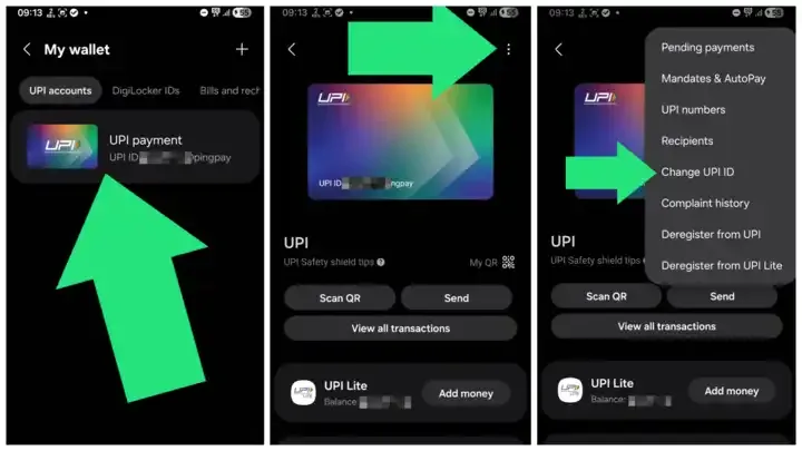 Manage UPI IDs Screen